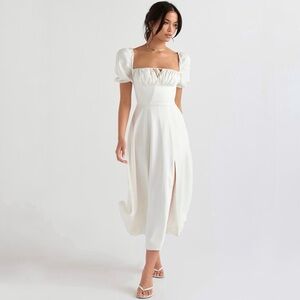 ‼️House of CB Tallulah White Puff Sleeve Midi Sundress‼️